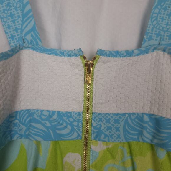 Lilly Pulitzer Women's Strap Shift Dress Floral Green, Blue & White Floral Print - Picture 9 of 14